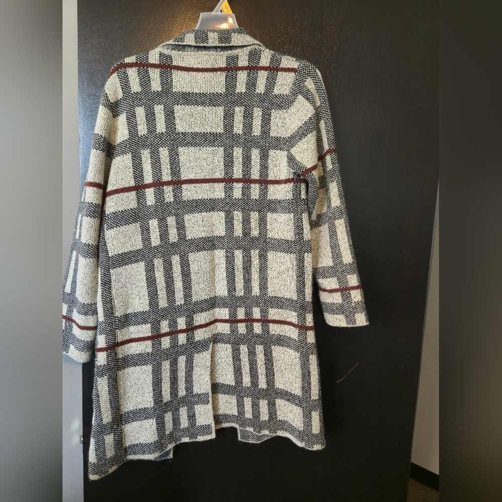 Monteau Los Angeles Plaid Open Front Carigan L - Picture 3 of 3